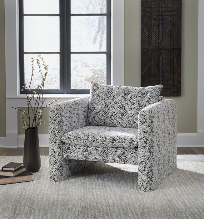Kenbell - Black / White - Accent Chair