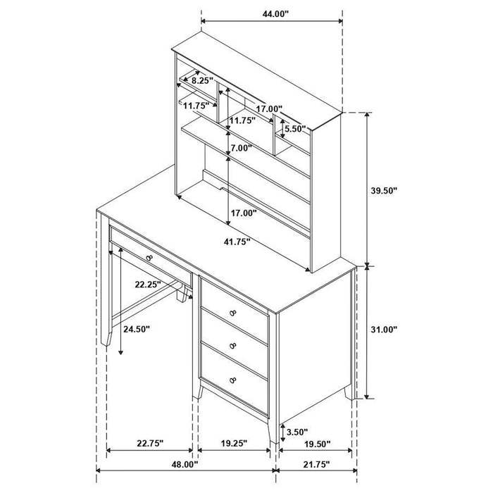 Selena - Desk Hutch With Shelves - Buttermilk