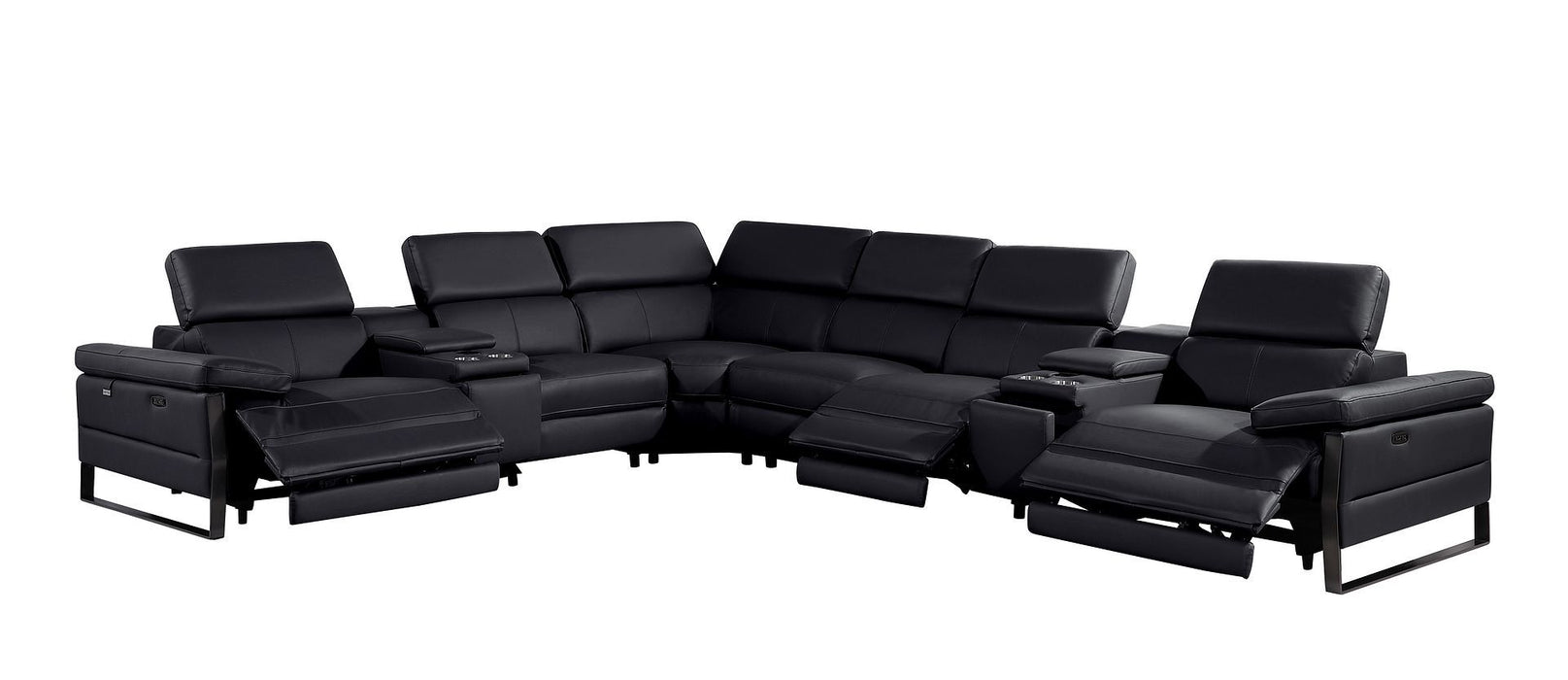 1246 - 8-Piece L-Shaped Modular Power Reclining Sectional With 3 Power Recliners And Power Headrests