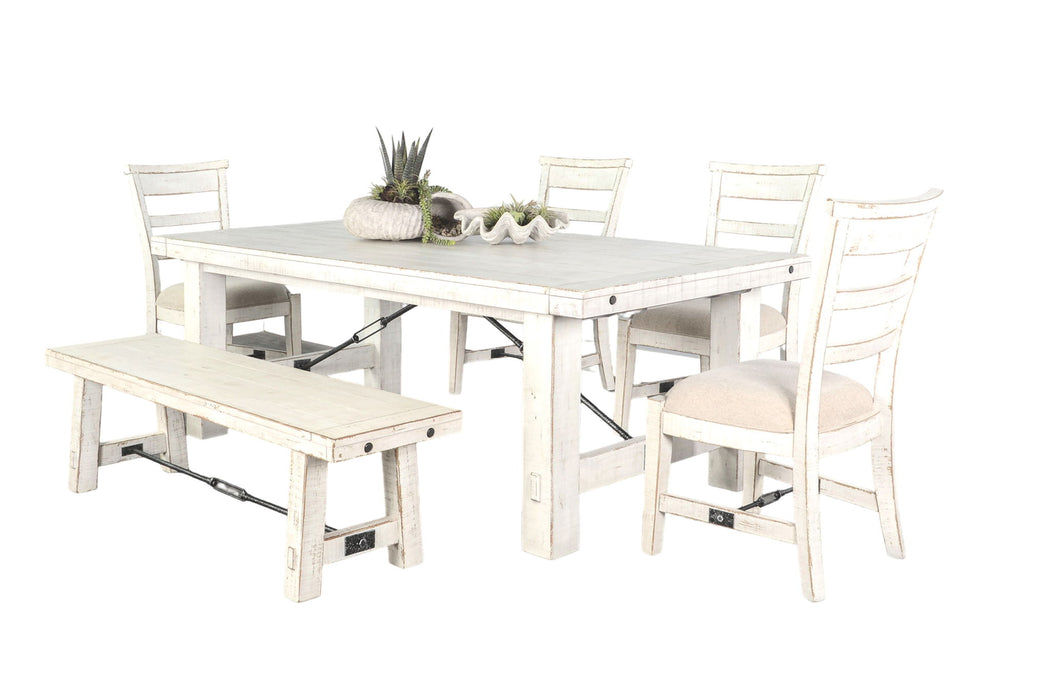 Extension Wood 6 Piece Dining Table Set - White Sand