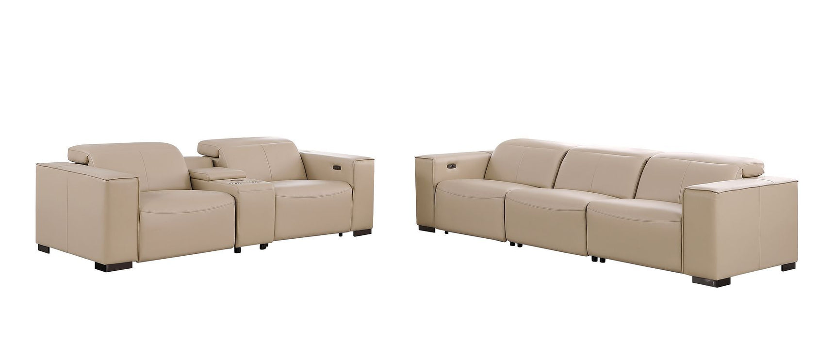 1208 - Leather Reclining Set (Sofa & Loveseat With 5 Power Recliners)