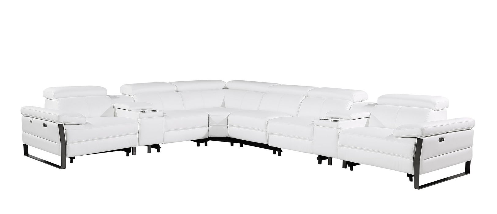 1246 - 8-Piece L-Shaped Modular Power Reclining Sectional With 4 Power Recliners And Power Headrests