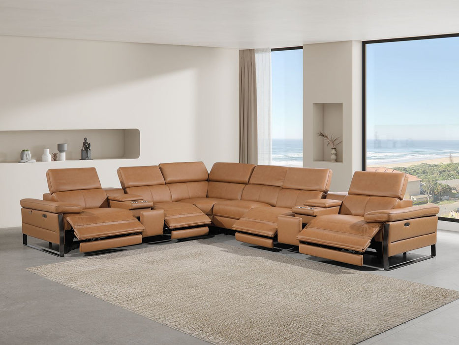 1246 - 8-Piece L-Shaped Modular Power Reclining Sectional With 4 Power Recliners And Power Headrests