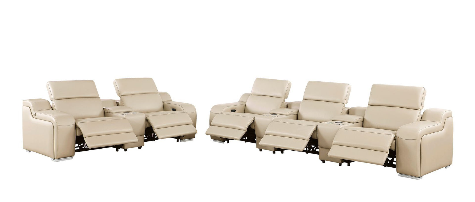 1116 - 8-Piece Modular Power Reclining Sofa, Loveseat & Chair Set In With 5 Power Recliners & Power Headrests