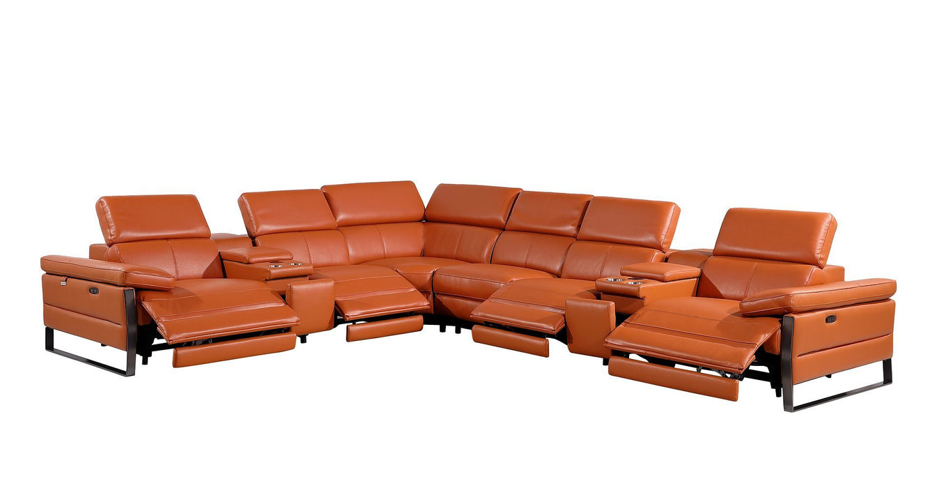 1246 - 8-Piece L-Shaped Modular Power Reclining Sectional With 4 Power Recliners And Power Headrests