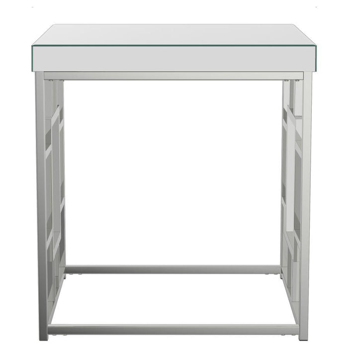 Dafina - Geometric Frame Square End Table - Chrome