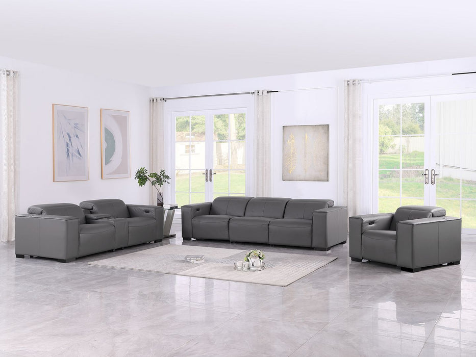 1208 - Modular Leather Set With 6 Power Recliners & Power Headrests