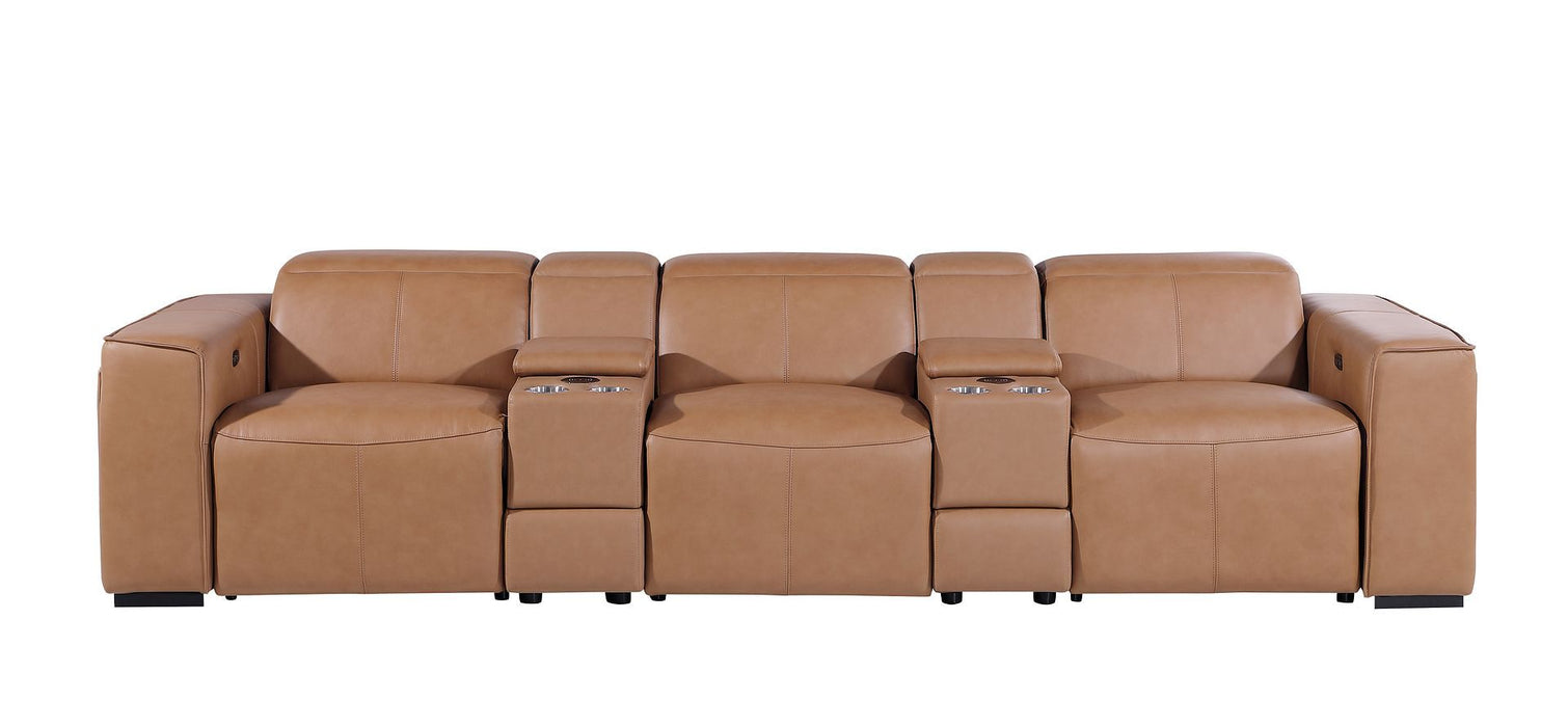 1224 - 5-Piece Modular Power Reclining Sofa In With 3 Power Recliners & Power Headrests