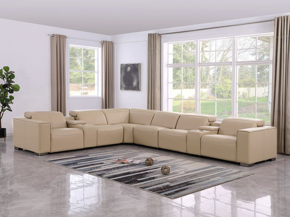 1208 - 8 Piece L Shaped Leather Sectional With 3 Power Recliners & Power Headrests