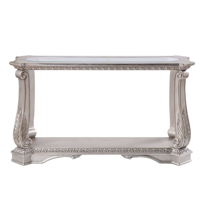 Northville - Sofa Table - Clear Glass & Antique Silver
