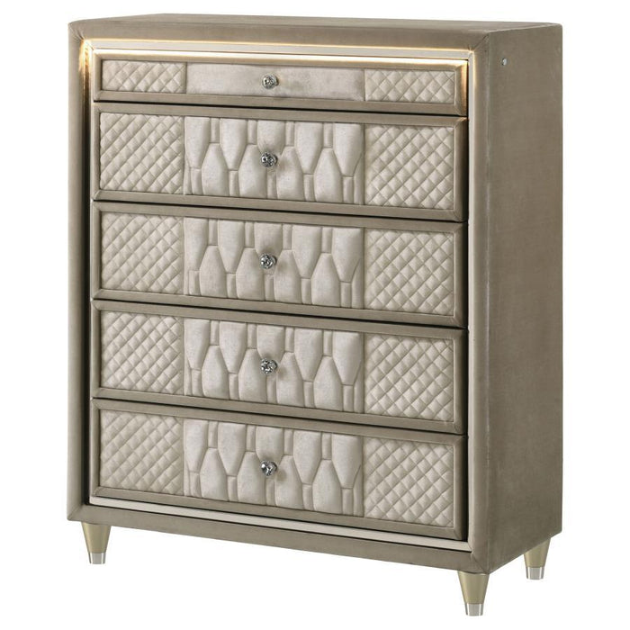 Lorient - 5-Drawer LED Chest Of Drawers - Ivory And Camel