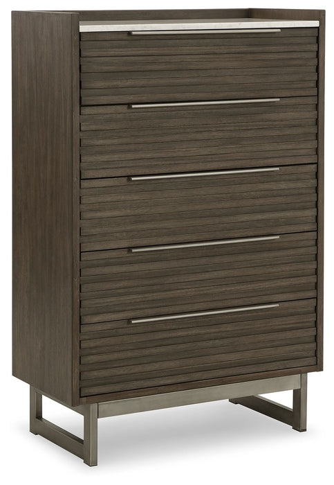 Arkenton - Five Drawer Chest - Grayish Brown / White