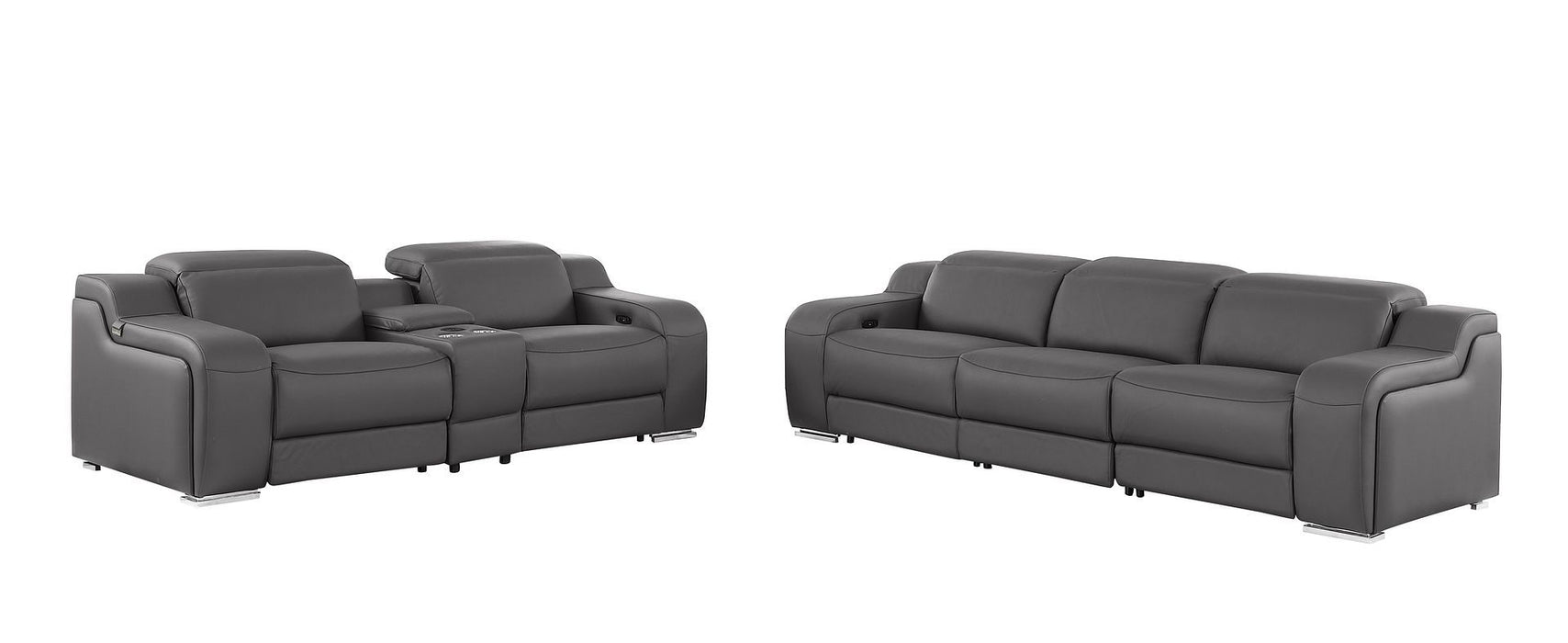 1116 - 6-Piece Modular Power Reclining Sofa And Console Loveseat Set In With 5 Power Recliners & Power Headrests