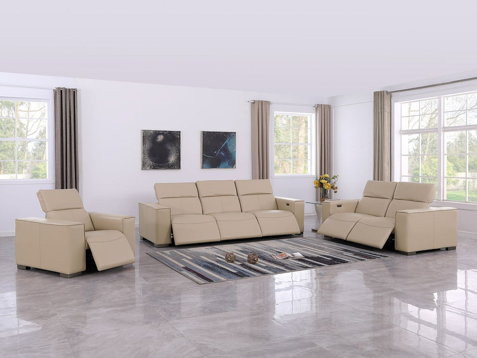 1208 - Leather Reclining Set (Sofa, Loveseat & Chair With 6 Power Recliners)