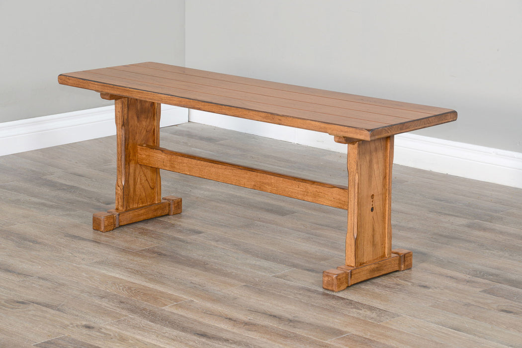 Sedona - Rustic Trestle Dining Bench - Rustic Oak