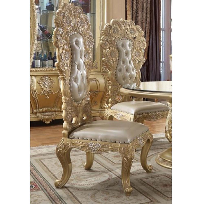Cabriole - Side Chair Set of 2) - Light Gold Synthetic Leather & Gold