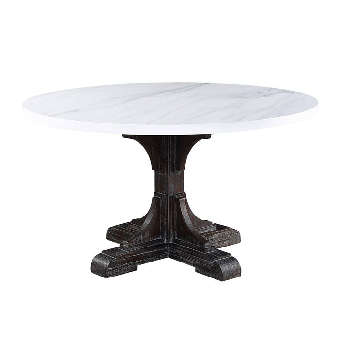 Gerardo - Dining Table - White Marble Top & Weathered Espresso