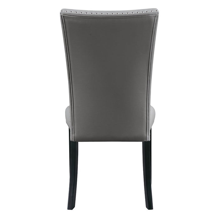 Caralin - Side Chair (Set of 2) - Gray Synthetic Leather & Black