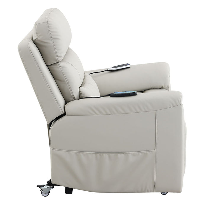 Marsha - Power Recliner With Lift & Massage - Light Gray Leather