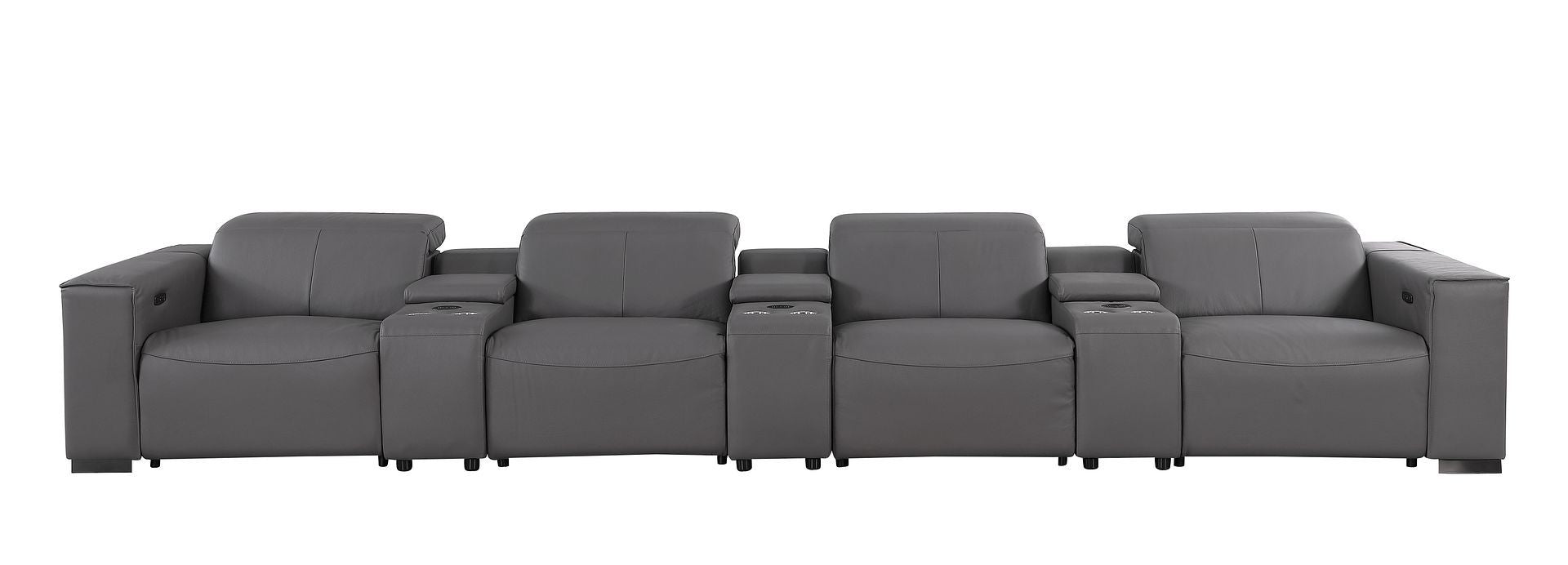 1208 - 7 Piece Leather Sofa With 4 Power Recliners And Power Headrests