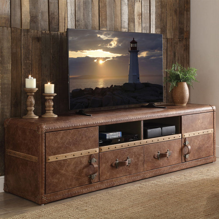 Aberdeen - TV Stand - Retro Brown Top Grain Leather