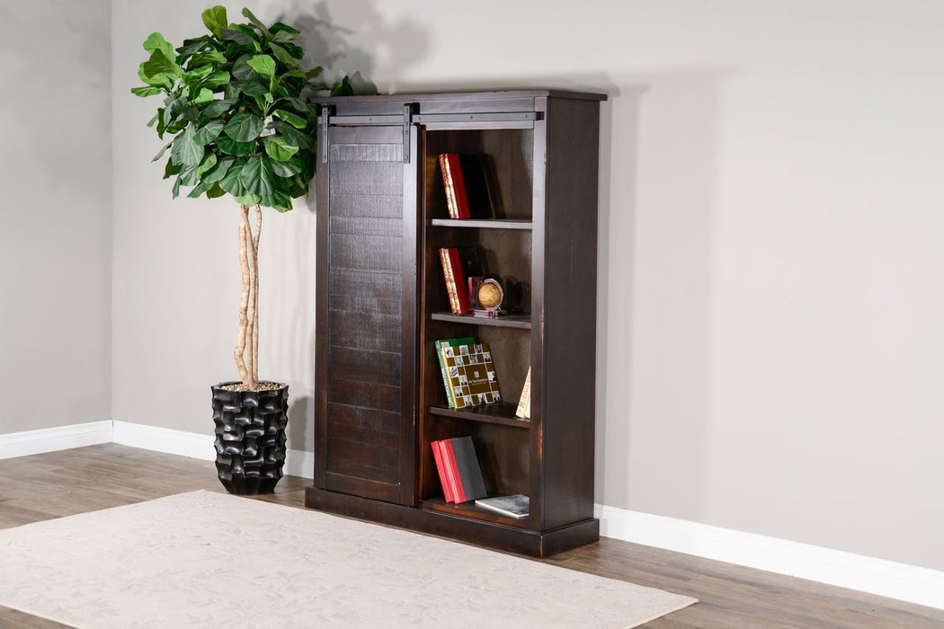 Bookcase With Barn Door - Dark Brown