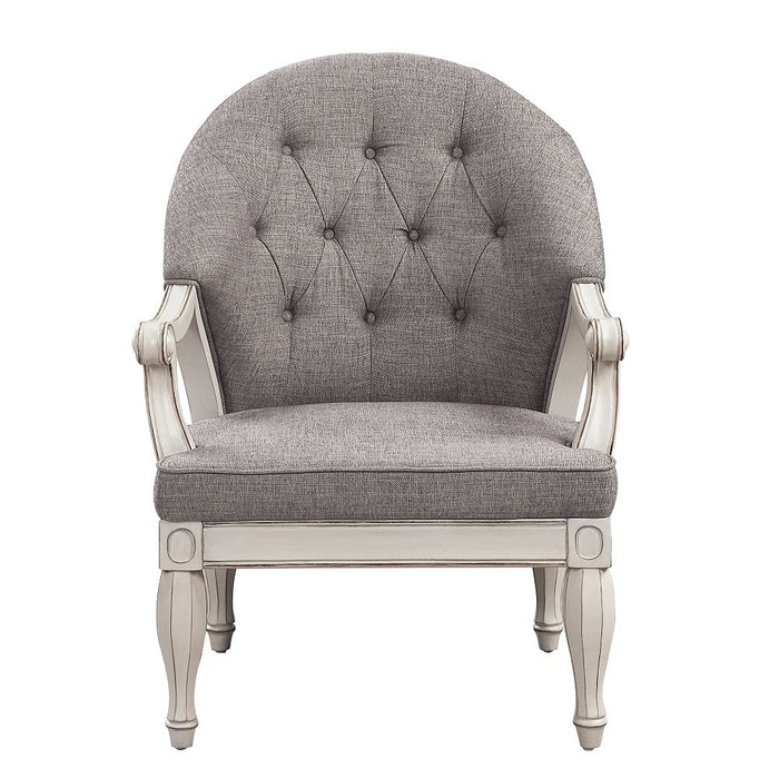 Florian - Chair - Gray Fabric & Antique White