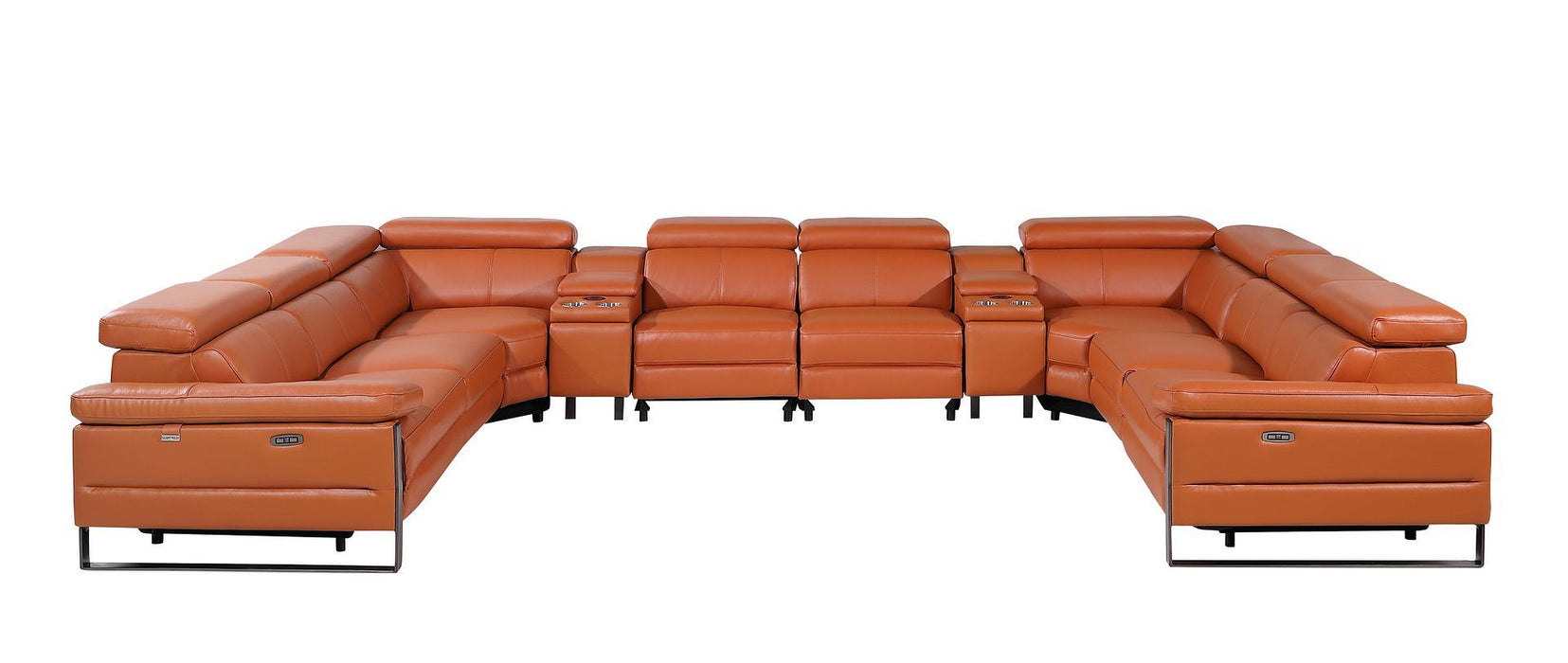 1246 - 10-Piece U-Shaped Modular Power Reclining Sectional With 4 Power Recliners And Power Headrests