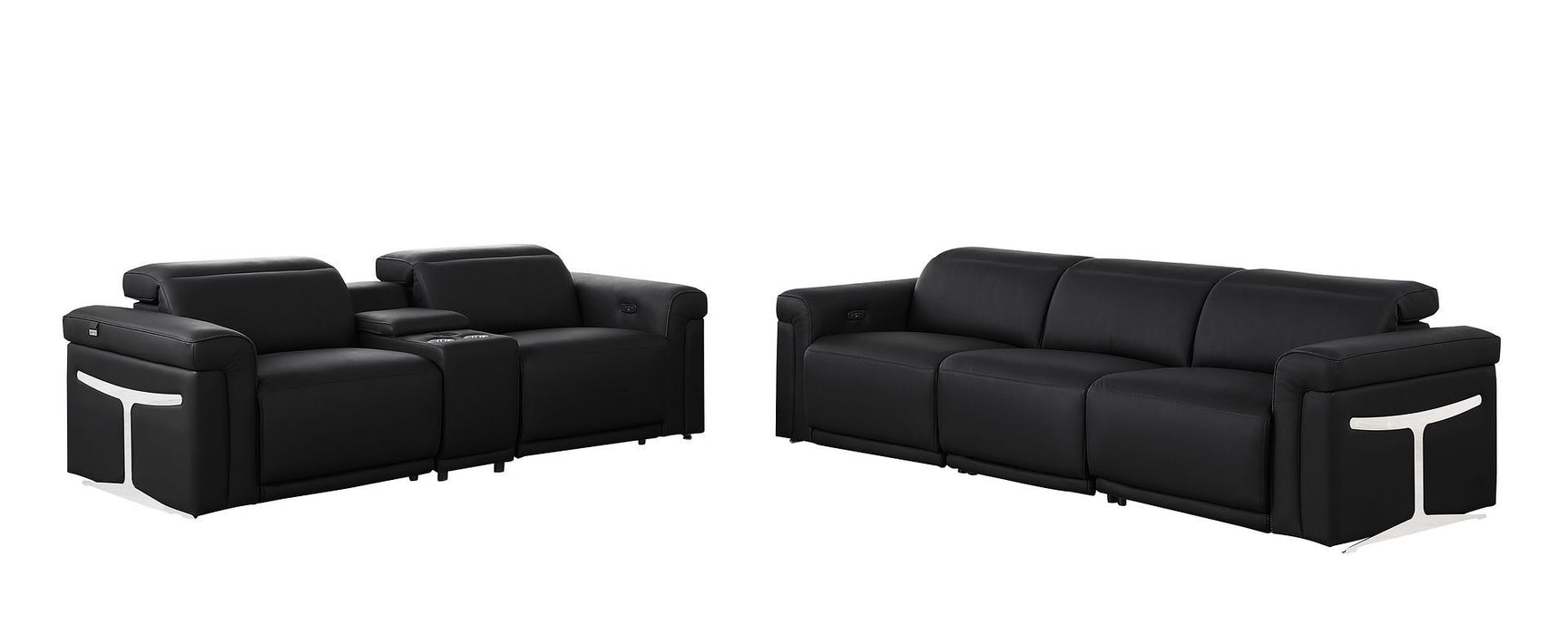 1126 - 6-Piece Modular Power Reclining Sofa And Console Loveseat Set In With 5 Power Recliners & Power Headrests