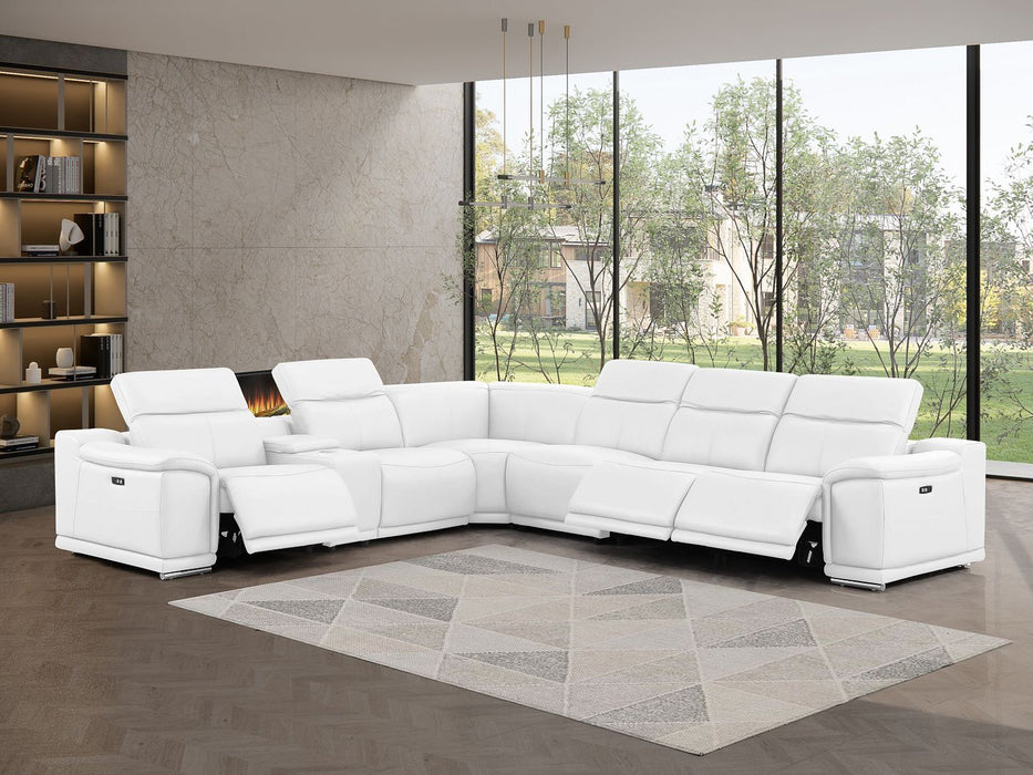 2679 - 7-Piece L-Shaped Power Reclining Sectional In Genuine Leather (3 Recliners)