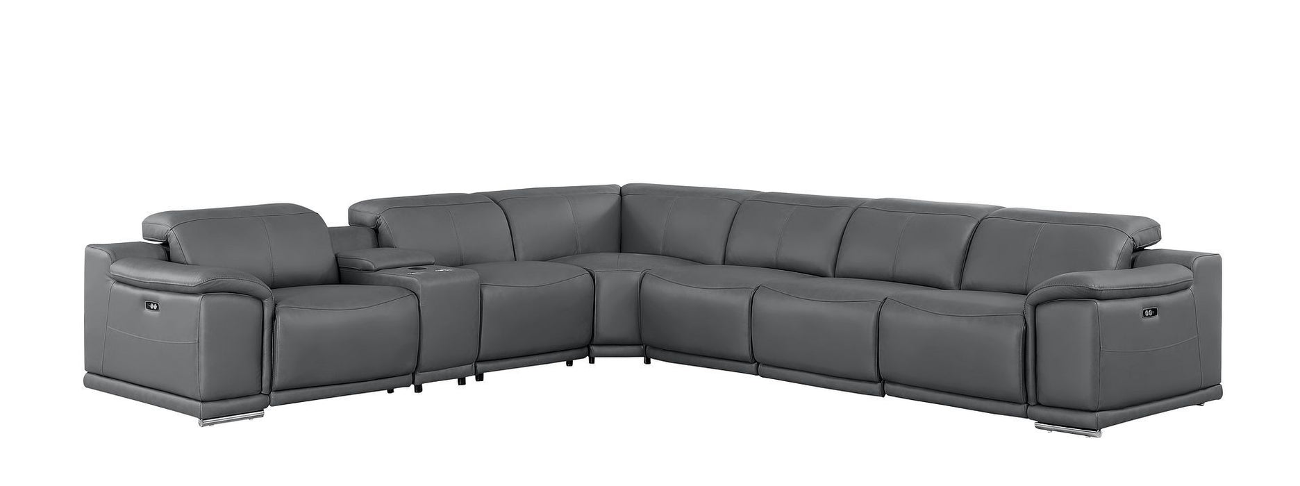 2679 - 7-Piece L-Shaped Power Reclining Sectional In Genuine Leather (3 Recliners)
