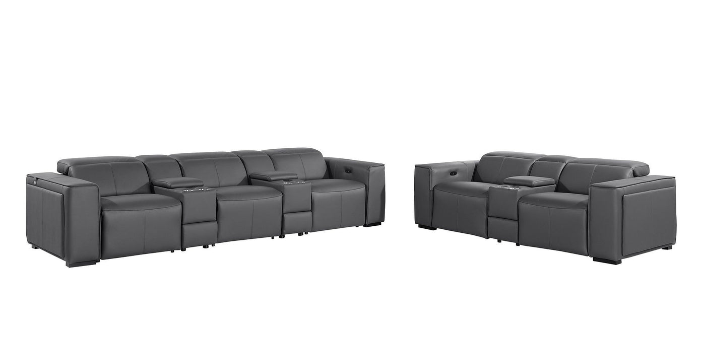 1224 - 8-Piece Modular Power Reclining Sofa & Loveseat Set In With 5 Power Recliners & Power Headrests