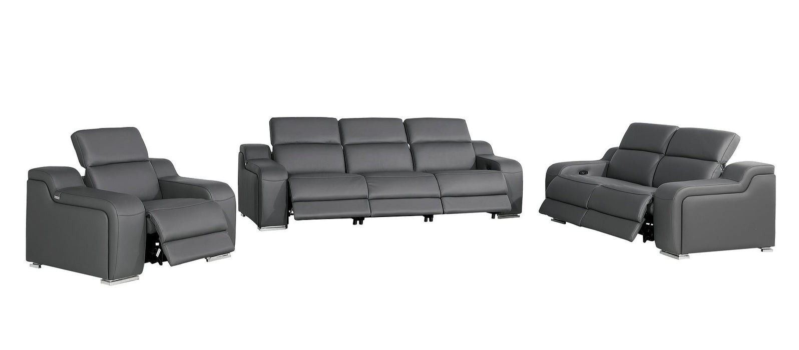 1116 - 6-Piece Modular Power Reclining Sofa, Loveseat & Chair Set In With 6 Power Recliners & Power Headrests