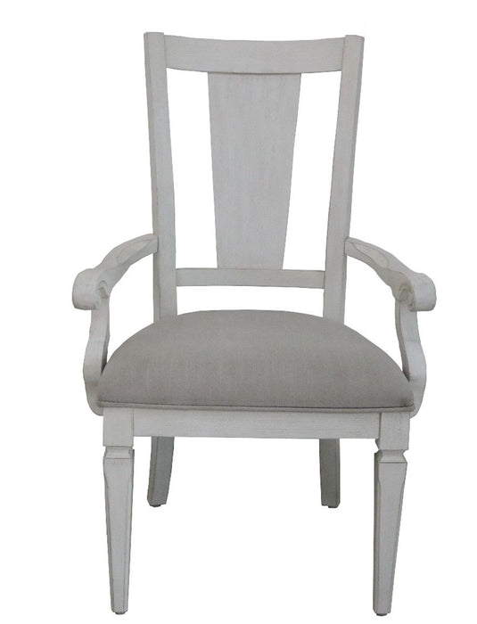 Katia - Arm Chair (Set of 2) - Light Gray Linen & Weathered White