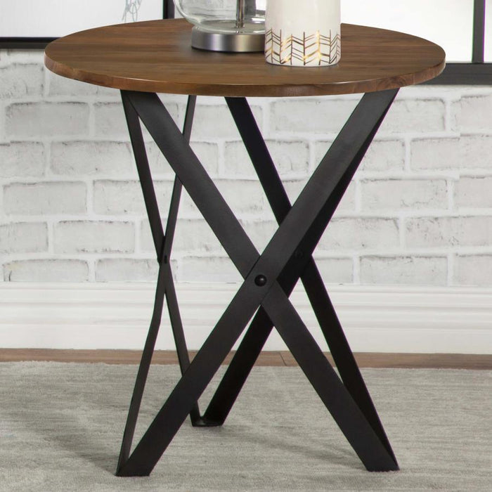 Zack - Round End Table - Smokey Gray And Black