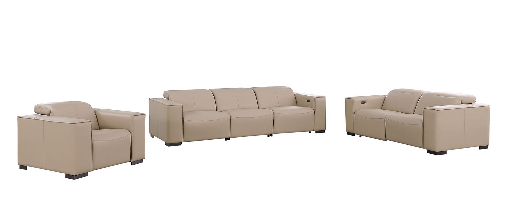 1208 - Leather Reclining Set (Sofa, Loveseat & Chair With 6 Power Recliners)