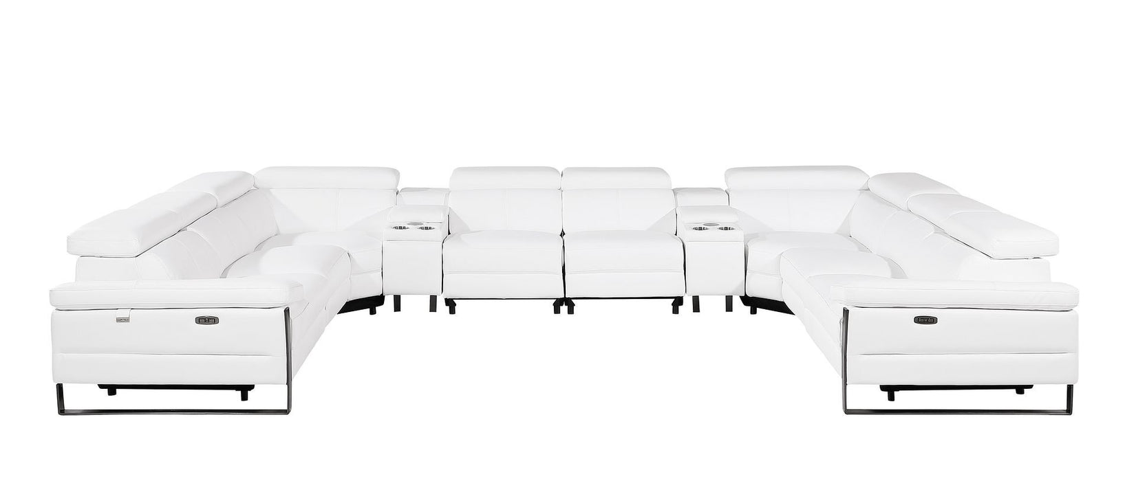 1246 - 10-Piece U-Shaped Modular Power Reclining Sectional With 4 Power Recliners And Power Headrests