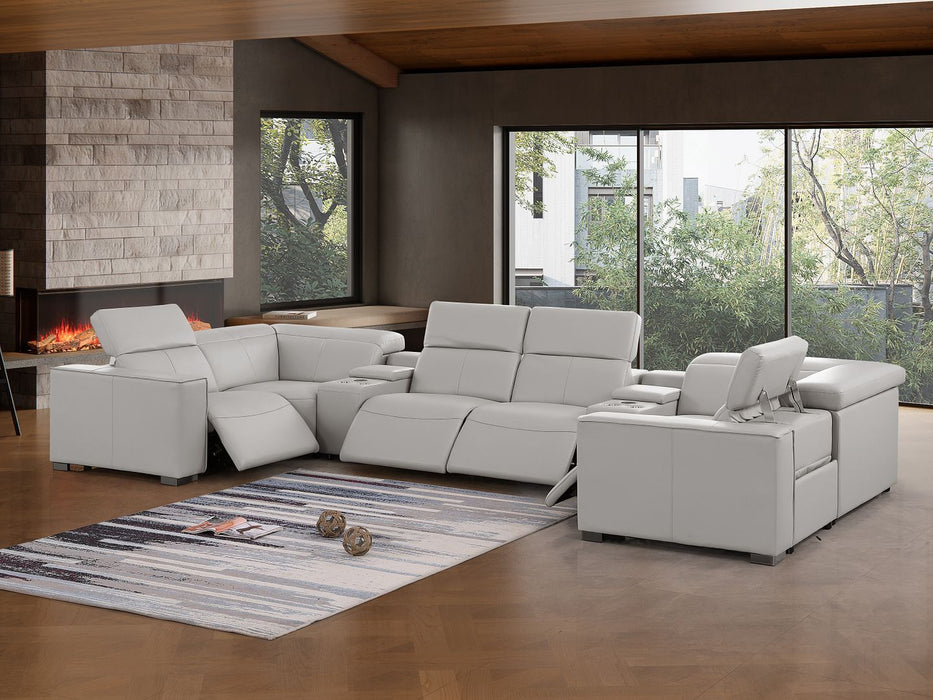 1208 - 8 Piece U Shaped Leather Sectional With 4 Power Recliners & Power Headrests