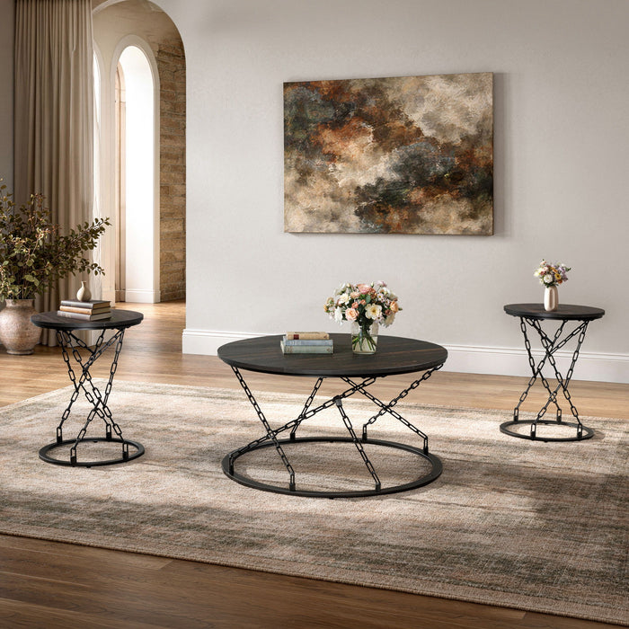 Doran - Occasional Table Set (1 Coffee & 2 End Tables) - Dark Brown / Black