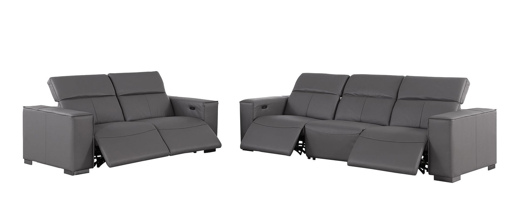 1208 - Leather Reclining Set (Sofa & Loveseat With 4 Power Recliners)