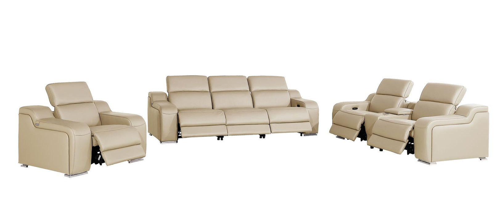 1116 - 7-Piece Modular Power Reclining Sofa, Loveseat & Chair Set In With 6 Power Recliners & Power Headrests