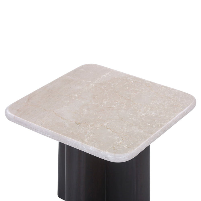 Jacory - End Table With Bottocino Marble Top - Beige / Espresso