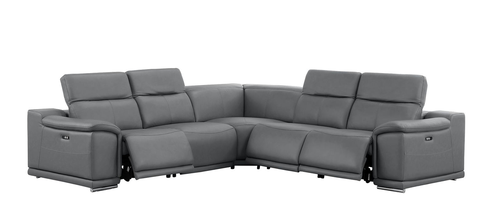 2679 - 5-Piece L-Shaped Power Reclining Sectional In Genuine Leather (3 Recliners)