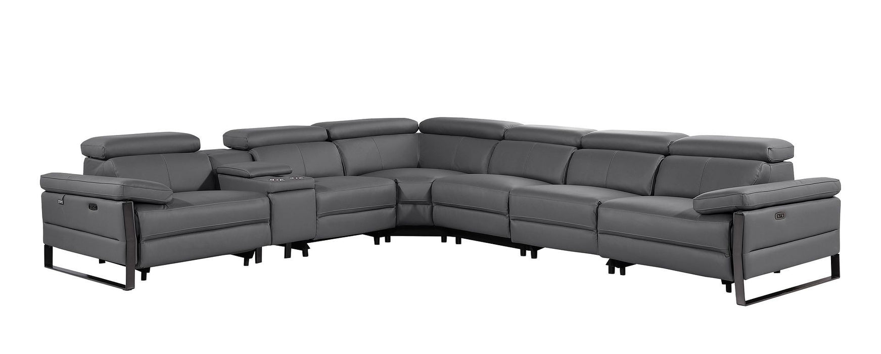 1246 - 7-Piece L-Shaped Modular Power Reclining Sectional With 3 Power Recliners And Power Headrests