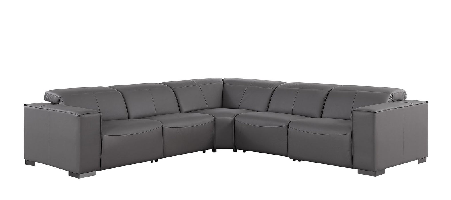 1208 - Leather Reclining Set (Sofa & Loveseat With Four Power Recliners)