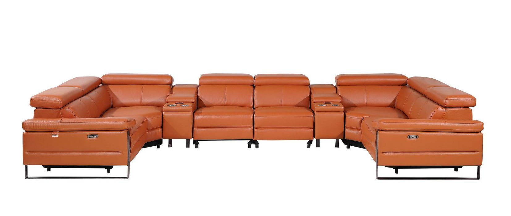 1246 - 8-Piece U-Shaped Modular Power Reclining Sectional With 2 Power Recliners And Power Headrests