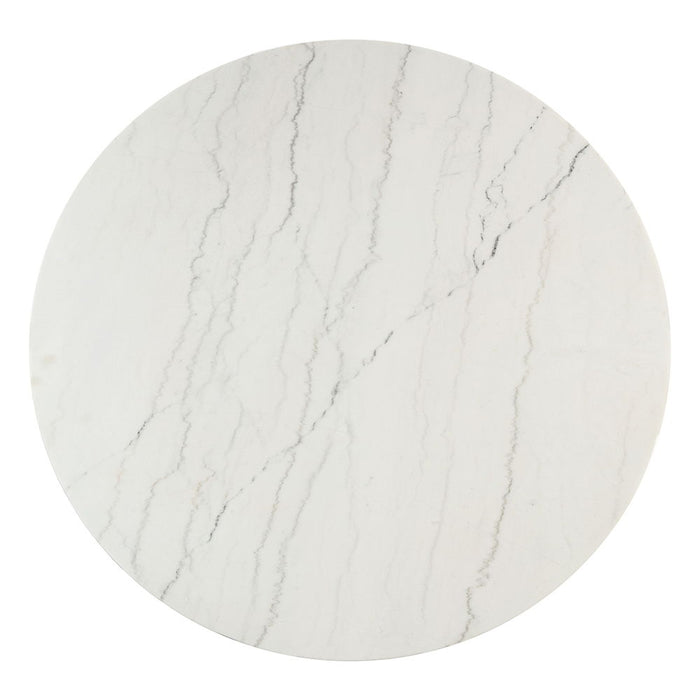 Edwyn - Round Dining Table - White Natural Marble Top & Espresso