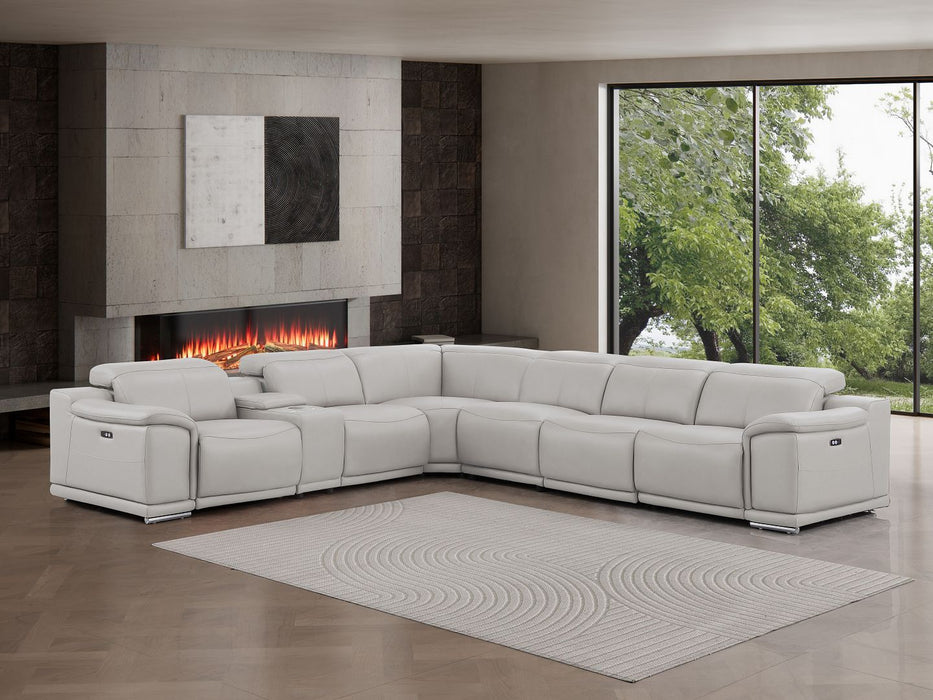 2679 - 7-Piece L-Shaped Power Reclining Sectional In Genuine Leather (4 Recliners)