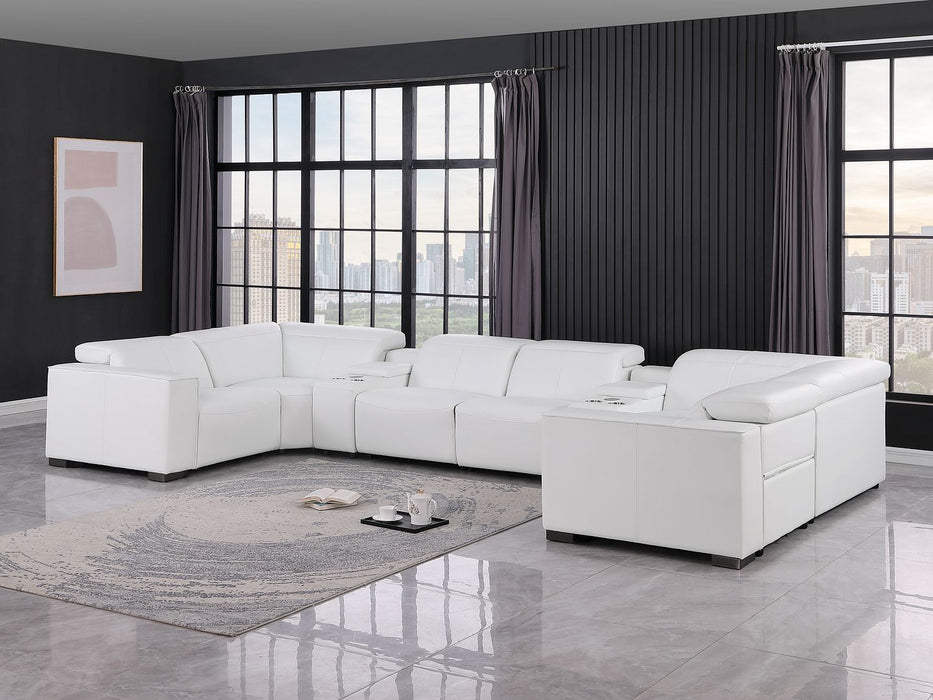 1208 - 8 Piece Modular Leather Sectional With 2 Power Recliners & Power Headrests