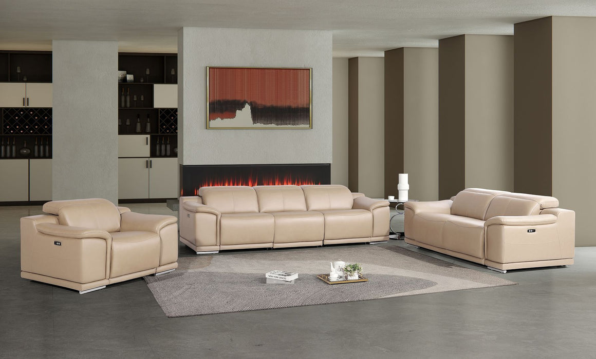 2679 - Power Reclining Sofa, Loveseat & Chair Set In Genuine Leather (6 Recliners)